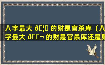 八字最大 🦟 的财是官杀库（八字最大 🐬 的财是官杀库还是财库）